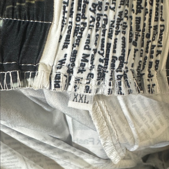 XXL Black & White Newspaper Print Wide Leg Pants | Graphic Statement Trousers - Picture 4 of 6